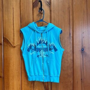 Emma & Sam Women’s Zip Up Biker Top with Hood Size XS